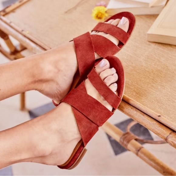 Sezane Shoes - NEW Sezane Agathe suede low mules slides burnt sienna 36 / 6